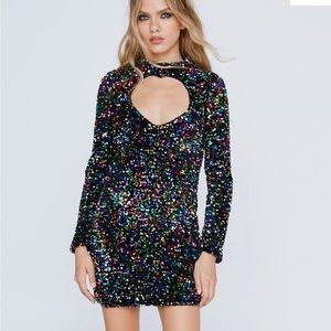 Heart Sequin Cutout Dress